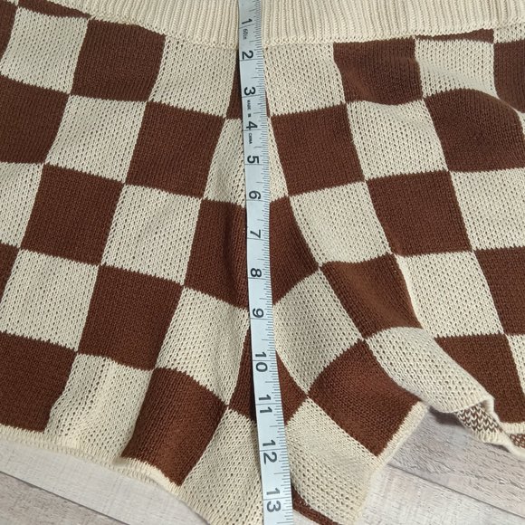 Le Lis Collection Checkered Knit Pull-on Shorts size L - Picture 6 of 7